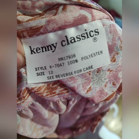 Vintage 1970's Dress Spring Floral & Bird Print Size Large XLarge Kenny Classics - Picture 5 of 13